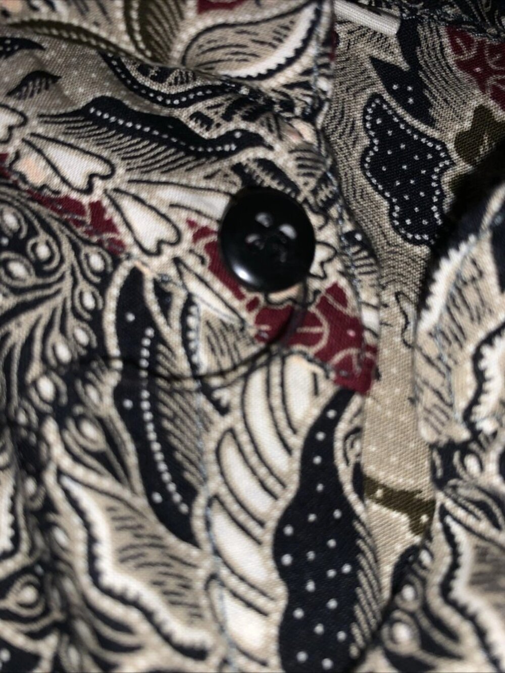Vtg Singapore Exclusive Collection Batik Shirt Men's (XL) Green Red Floral Boho - Picture 8 of 11